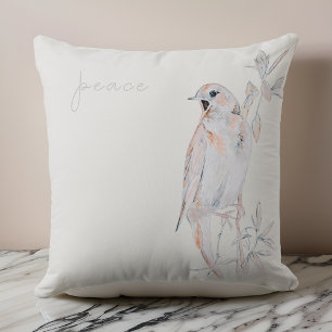 Cojín Decorativo Ruiseñor Cantor Pájaro de la Paz Acuarela