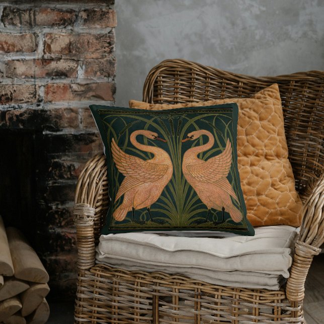 Cojín Decorativo Rush Iris Crane Duo Green Gold (Subido por el creador)