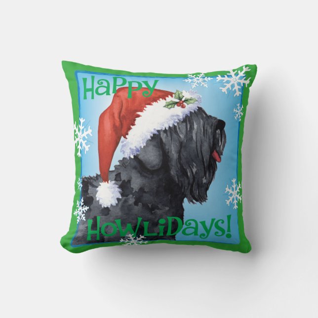 Cojín Decorativo Ruso negro feliz Terrier de Howliday (Anverso)