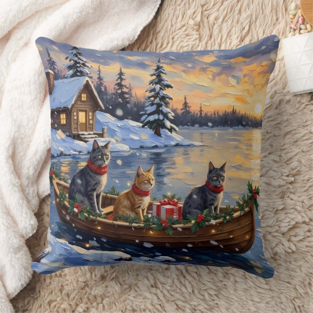 Cojín Decorativo Russian Blue Cat Christmas Boat Holiday (Manta)