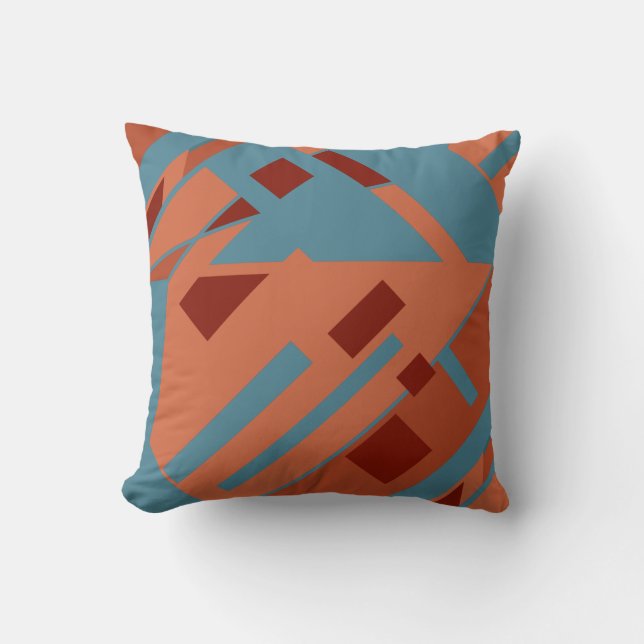 Cojín Decorativo Rust Blue Terracotta Diagonal Southwest Art Look (Anverso)