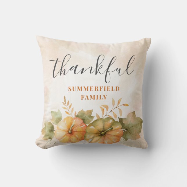 Cojín Decorativo Rust Deja Calabaza Agradecimiento Decoración De Ca (Anverso)