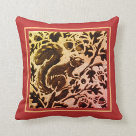 Cojín Decorativo Rust Gold Brown Squirrel Acorn Fall deja Batik