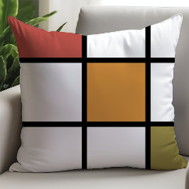 Cojín Decorativo Rust Gold Green Mondrian Style