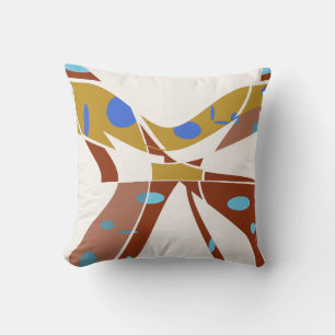 Cojín Decorativo Rust Gold Tan con Blue Spots Resumen Mariposa