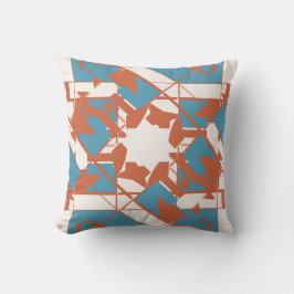 Cojín Decorativo Rust Naranja Azul Mediterráneo Aspecto Floral Moti