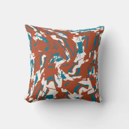 Cojín Decorativo Rust Red Turquoise on Off-white Small Shapes Print