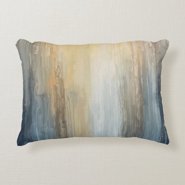 Cojín Decorativo Rustic Abstract Blue Brown Yellow Stripe (Anverso)