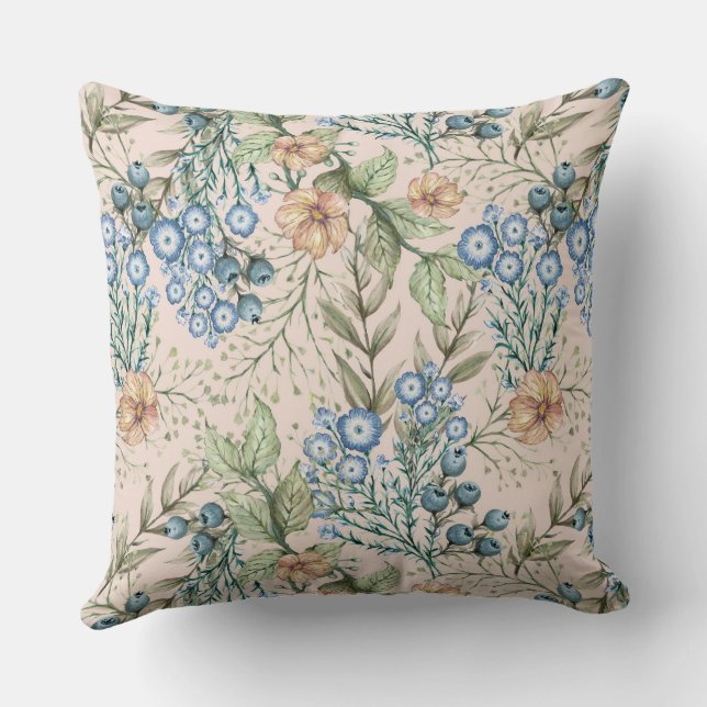 Cojín Decorativo Rustic Blue Floral Farmhouse (Reverso )