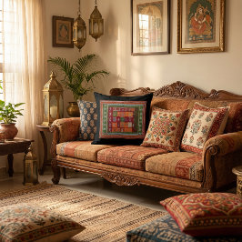 Cojín Decorativo Rustic Boho Pattern Geometrical floral