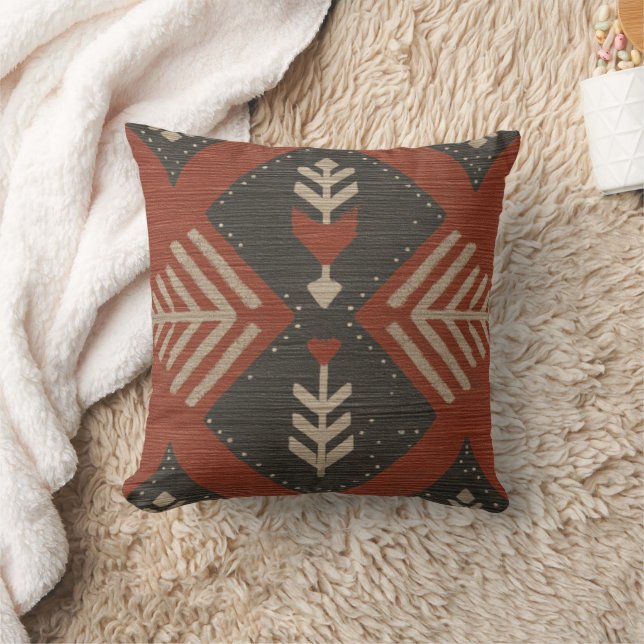 Cojín Decorativo Rustic Boho Terracotta Print Throw Pillow (Manta)