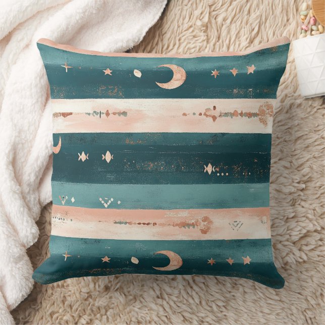 Cojín Decorativo Rustic Celestial Stripe Moon Sun Earthy (5) (Manta)