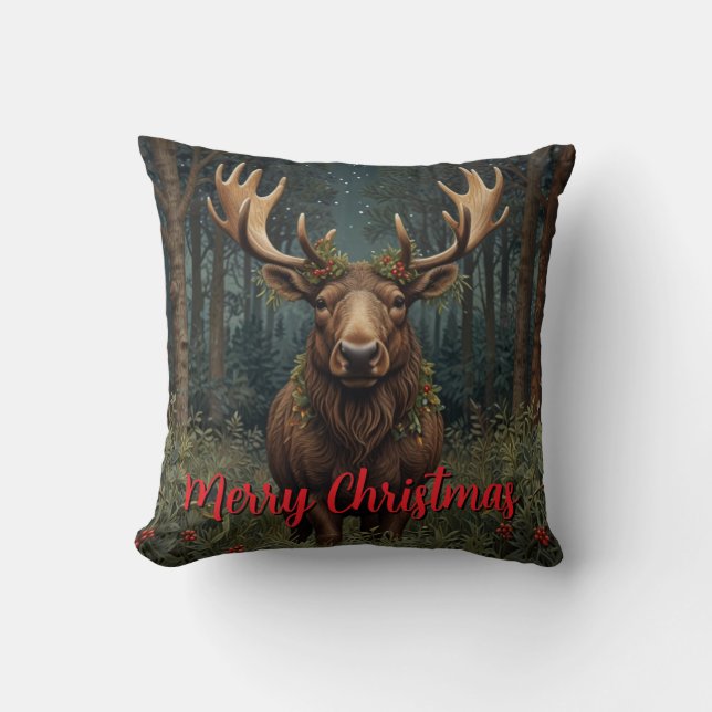 Cojín Decorativo Rustic Christmas moose deer boho woodland forest  (Anverso)