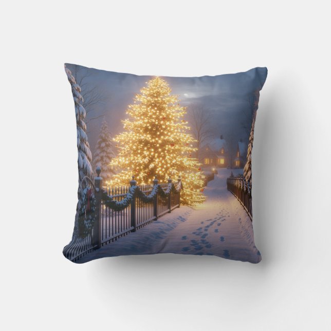 Cojín Decorativo Rustic Christmas Throw Pillows – Village Tree, San (Anverso)