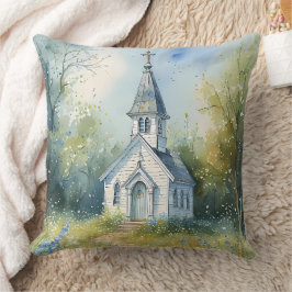 Cojín Decorativo Rustic Church Path in Wildflower Meadow