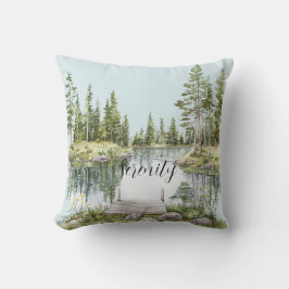 Cojín Decorativo Rustic Country Calm Lake Green Trees