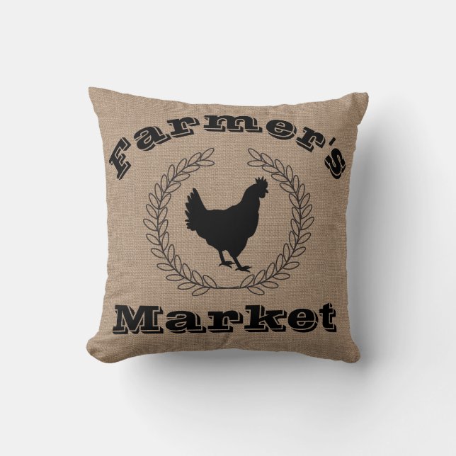 Cojín Decorativo Rustic Farmer's Market Black Laurels & Hen (Anverso)