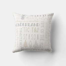 Cojín Decorativo Rustic Gold & Gray Christmas Typography