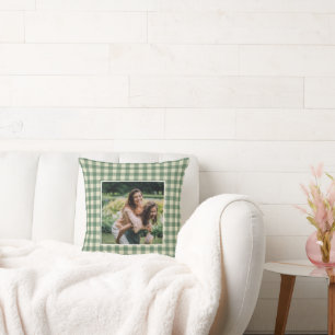 Cojín Decorativo Rustic Green Gingham Foto Navidades modernos