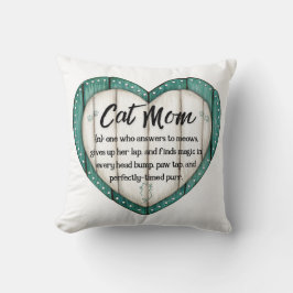 Cojín Decorativo Rustic Heart Cat Mom Throw Pillow