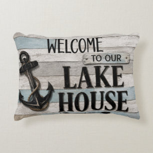 Cojín Decorativo Rustic Lake House Anchor Nautical Coastal
