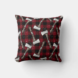 Cojín Decorativo Rustic Lumberjack Axes on Buffalo Plaid
