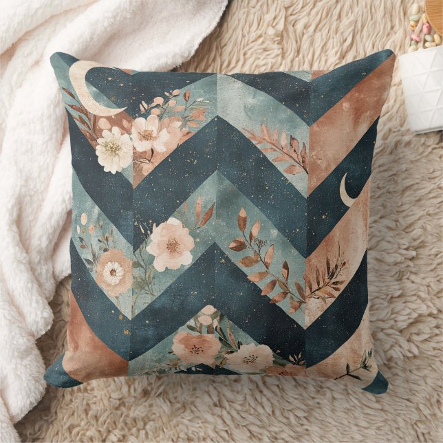 Cojín Decorativo Rustic Moon Floral Chevron Earthy Pattern (9) (Manta)