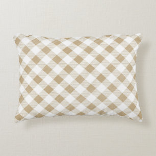 Cojín Decorativo Rustic Neutral Beige Gingham Plaid