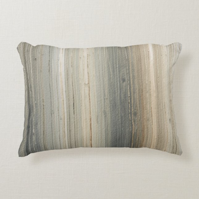 Cojín Decorativo Rustic Neutral Gray Brown Abstract Stripe (Anverso)