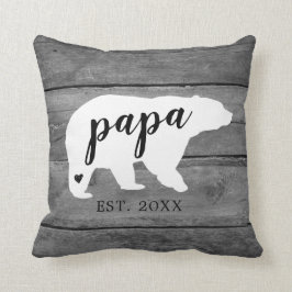 Cojín Decorativo Rustic Papa Bear Heart Birt Photo Keepsake