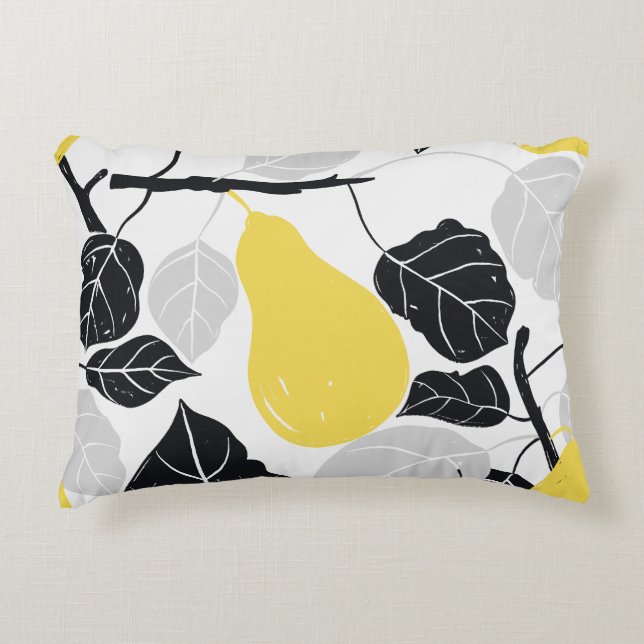 Cojín Decorativo Rustic Pears Yellow Black (Anverso)