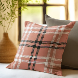 Cojín Decorativo Rustic Plaid Flannel Naranja de granja moderna