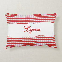 Cojín Decorativo Rustic Red Gingham Personalized Name