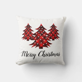 Cojín Decorativo Rustic Red Plaid Merry Christmas Trees