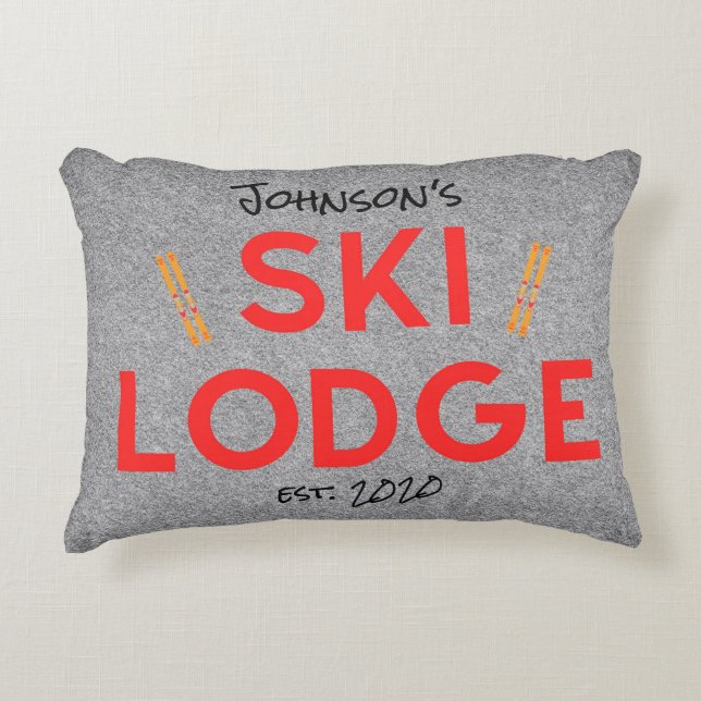 Cojín Decorativo Rustic Ski Lodge Personalizado (Anverso)