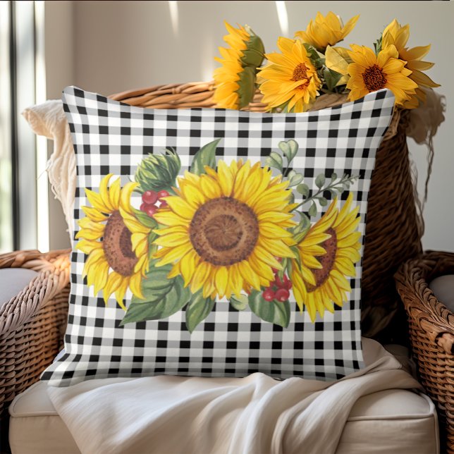 Cojín Decorativo Rustic Sunflower Gingham Cushion (Subido por el creador)