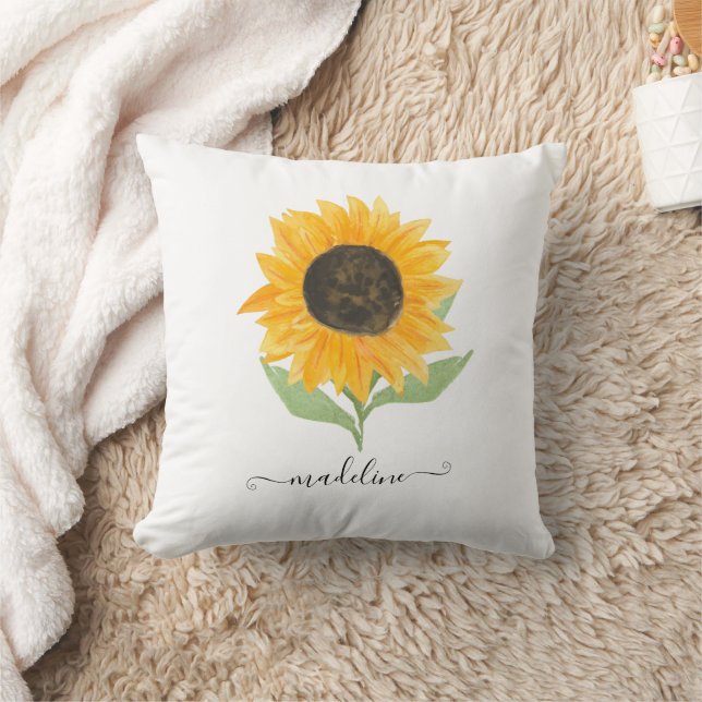 Cojín Decorativo Rustic Sunflower Personalized Name Script (Manta)