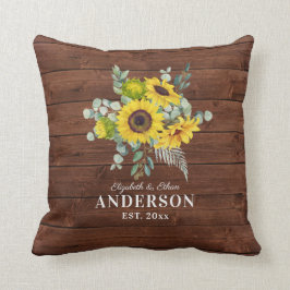 Cojín Decorativo Rustic Wood Sunflower Sr. Mrs Newlywoed