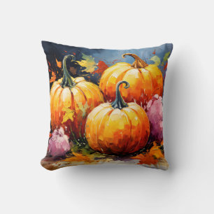 Cojín Decorativo Rústica Calabaza de otoño coloridas hojas de otoño
