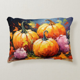 Cojín Decorativo Rústica Calabaza de otoño coloridas hojas de otoño
