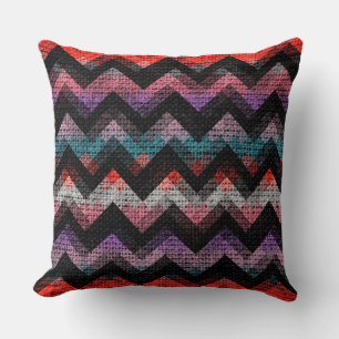 Cojín Decorativo Rústica de Burlap de Patrón Geométrico colorido #1
