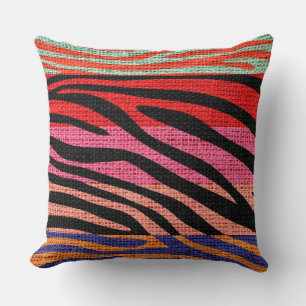 Cojín Decorativo Rústica de Burlap del patrón de impresión de cebra