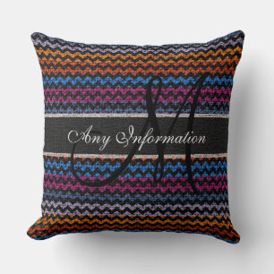 Cojín Decorativo Rústica de Chevron Burlap monograma #17