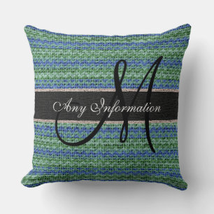 Cojín Decorativo Rústica de Chevron Burlap monograma #37