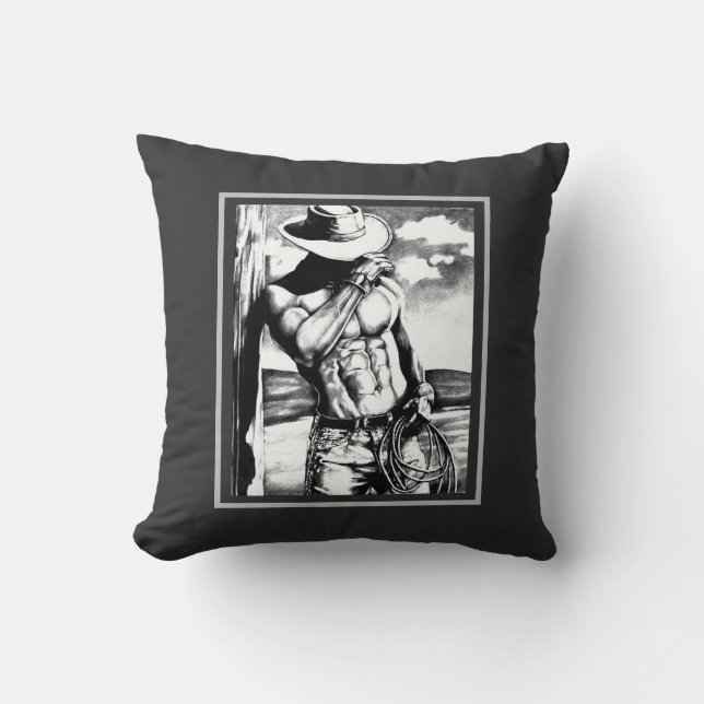 Cojín Decorativo Rústica Masculina Sexy Western Cowboy Ranch (Anverso)