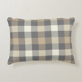 Cojín Decorativo Rústica práctica gingham tartan de color gris