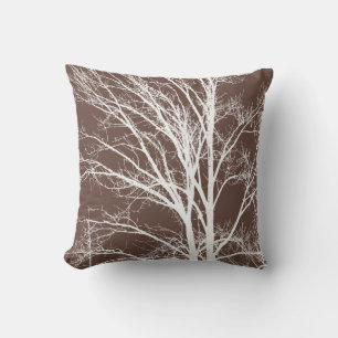 Cojín Decorativo Rústica ramas de árbol blanco marrón