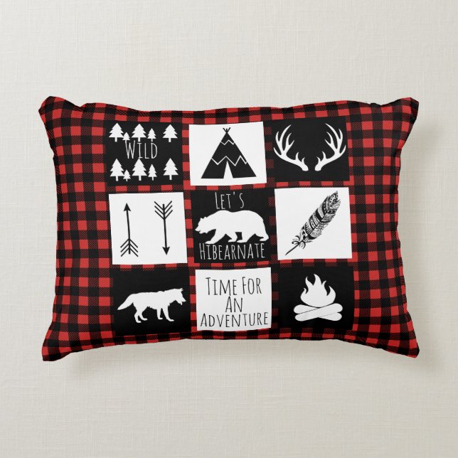 Cojín Decorativo Rústica verificación de búfalo plaid Woodland Adve (Anverso)