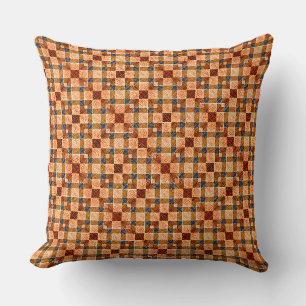 Cojín Decorativo Rústicas piezas de ajedrez naranja rojiza formando