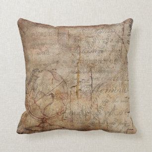 Cojín decorativo rústico apenado globo antiguo d